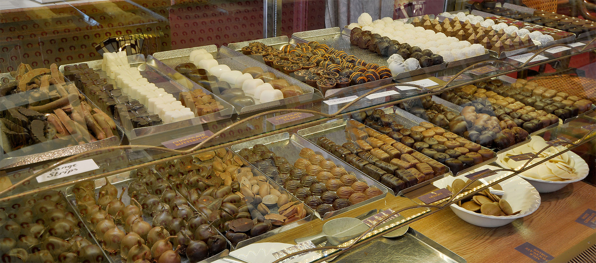 Handmade chocolates displayed at Bonnets