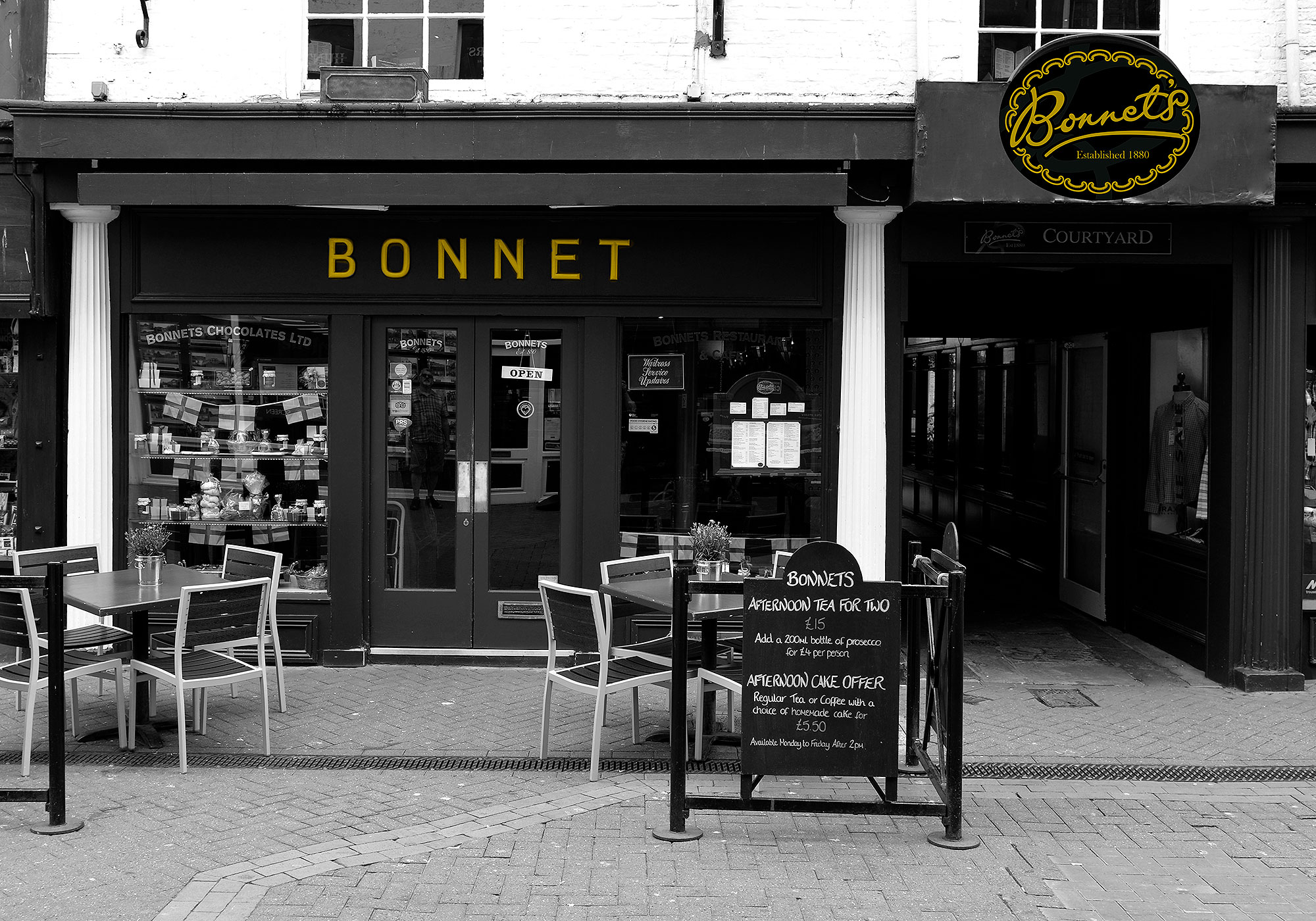 The Bonnets storefront on Huntriss Row