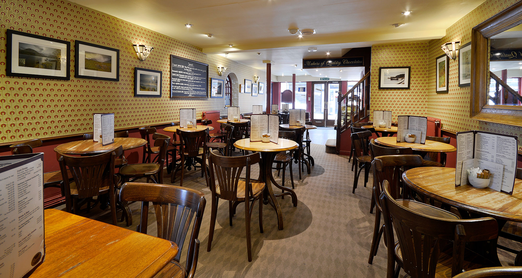The bright downstairs café at Bonnets