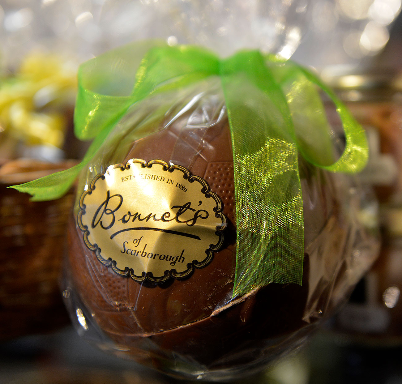 A wrapped Bonnets chocolate egg